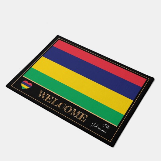 モーリシャス&モーリシャスフラグハウス/スポーツウェルカム ドアマット (アングル)