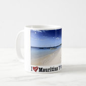 モーリシャス – I Love – 熱帯ビーチ- コーヒーマグカップ (正面左)