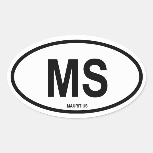 モーリシャス「MS」 楕円形シール (正面)