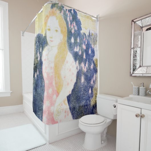 モーリス・デニス・ピンク・ドレスの女性 シャワーカーテン (インサイチュ)