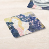 モーリス・デニス・ピンク・ドレスの女性 スクエアペーパーコースター (アングル)