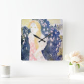 モーリス·デニス·ピンク·ドレスの女性 スクエア壁時計 (ホーム)