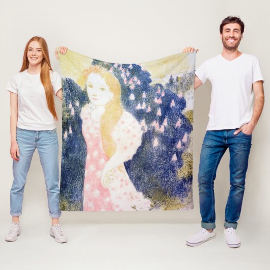 モーリス・デニス・ピンク・ドレスの女性 フリースブランケット (インサイチュ)