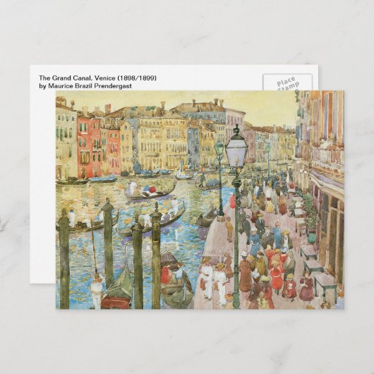 モーリス・プレンダガストによるヴェネツィアのグランド・カナル ポストカード (正面/裏面)