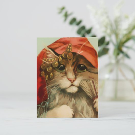 モーリス・ボルランガーによるファンとスカーフのジプシー猫 ポストカード (スタンド正面)