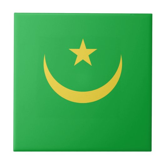 モーリタニアの国旗 セラミックタイル (正面)