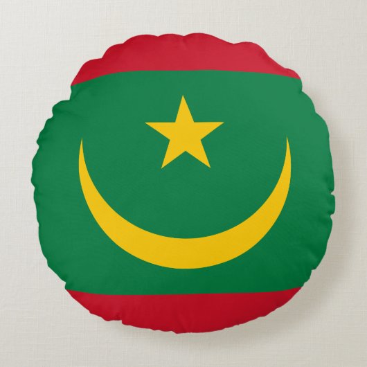 モーリタニアの国旗 ラウンドクッション (正面)