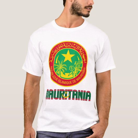 モーリタニア国旗と軍服の愛国心 Tシャツ (正面)