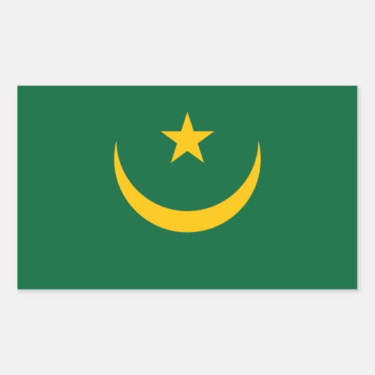 モーリタニア国旗のシール 長方形シール (正面)