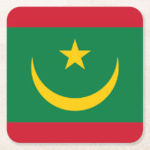 モーリタニア国旗 スクエアペーパーコースター (正面)