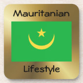 モーリタニア国旗+文字コースター コースター (正面)