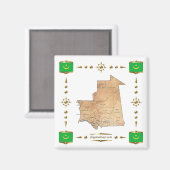 モーリタニア地図+国旗マグネット マグネット (正面/裏面)