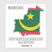 モーリタニア魅力的国旗の地図 シール (シート)
