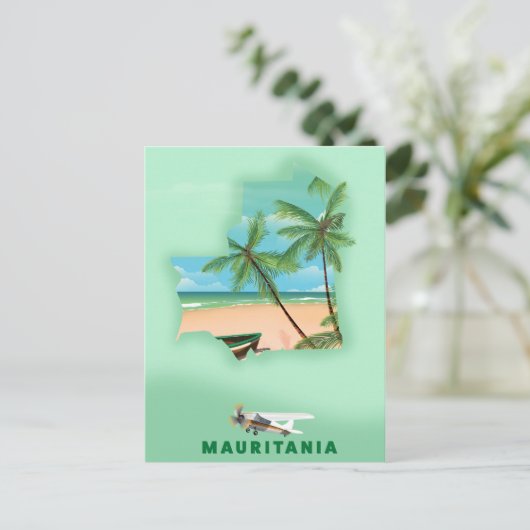 モーリタ図解入りの、写真付きのニア地図の旅行ポスター ポストカード (スタンド正面)