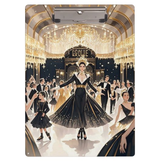 モーリン・ルージュスタイル、黒と金、豪華な贅沢 クリップボード (正面)