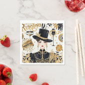 モーリン・ルージュスタイル、黒と金、豪華な贅沢 スタンダードカクテルナプキン (インサイチュ)