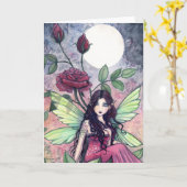 モーリーハリスンによるゴシック様式ばら色の妖精の挨拶状 カード (黄色い花)
