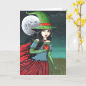 モーリーハリスンによるゴシック様式ハロウィンの魔法使いカード カード (黄色い花)