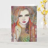 モーリーハリスンによるジプシーの女性のファンタジーの芸術 カード (黄色い花)