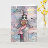 モーリーハリスンによるハロウィンの魔法使いカード カード (黄色い花)