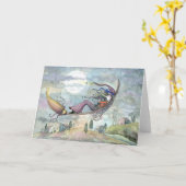 モーリーハリスンによるハロウィンの魔法使い猫カード カード (黄色い花)