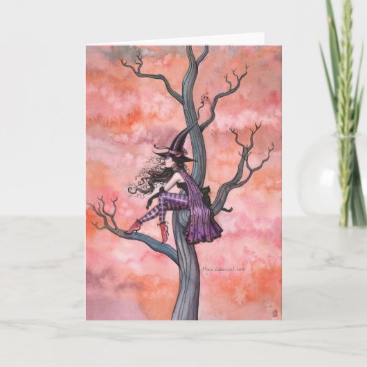 モーリーハリスンによるハロウィンカード魔法使い猫 カード (正面)