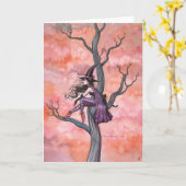 モーリーハリスンによるハロウィンカード魔法使い猫 カード (黄色い花)