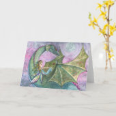 モーリーハリスンによる妖精のドラゴンの空白のなカード カード (黄色い花)