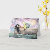 モーリーハリスンによる美しい睡眠の人魚カード カード (黄色い花)