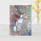 モーリーハリスンによる赤い花の人魚カード カード (黄色い花)
