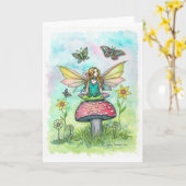 モーリーハリソンファンタジーアートによる魔法の日の妖精 カード (黄色い花)