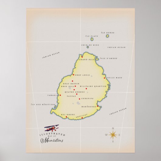 モーリ図解入りの、写真付きのシャスの地図 ポスター (正面)