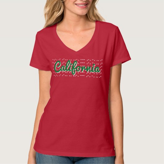 モールス信号でカリフォルニア, CA USA ビブラント Tシャツ (正面)