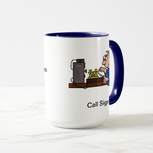 モールス符号のオスオペレータ灰色の毛のマグはカスタマイズ マグカップ (正面右)