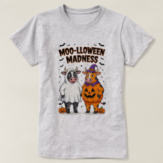 モールハロウィン・マッドネス 楽しい牛のハロウィンTシャツ Tシャツ
