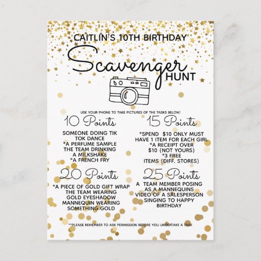 モール狩りのスカベンジャーパーティー10代の若者金ゴールド 案内ポストカード (正面)