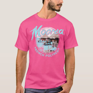 モーレアバンガローオーバーウォーターポリネシアフランスのヴィンタグ Tシャツ