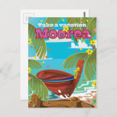 モーレフランスのポリネシアホリデー旅行ポスター ポストカード (正面/裏面)