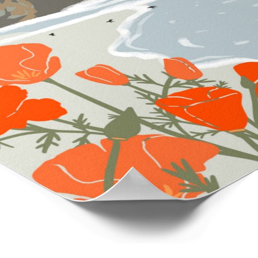 モーロベイセントラルカリフォルニアイラストレーションビーチ ポスター (角)