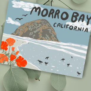 モーロベイセントラルカリフォルニアイラストレーションビーチ ポストカード