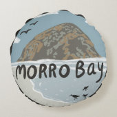 モーロベイセントラルカリフォルニアイラストレーションビーチ ラウンドクッション (裏面)