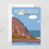 モーロロックカリフォルニアトラベルアートヴィンテージ ポストカード (正面/裏面)