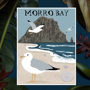 モーロロックベイセントラルカリフォルニアビーチシーグルス ポストカード