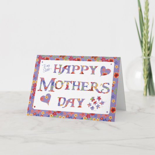 モーヴかわいらしグラニープリントシスター・マザーズ・デイ カード (正面)