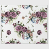 モーヴとオリーブのヴィンテージフローラ包装紙 ラッピングペーパー (フラット)