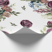 モーヴとオリーブのヴィンテージフローラ包装紙 ラッピングペーパー (角)