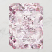 モーヴェピンクカントリーフローラベビーシャワー招待状 招待状 (正面/裏面)