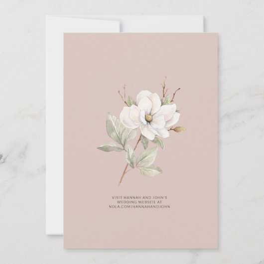 モーヴェマグノリアブライドグリッターガウンブライダルティー 招待状 (裏面)