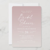 モーヴエレガントグラデーションとオフホワイトブライダルシャワー 招待状 (正面)