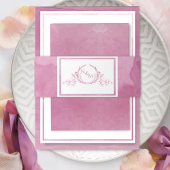 モーヴエレガントピンクの水の色、モノグラム結婚ズ 招待状ベリーバンド